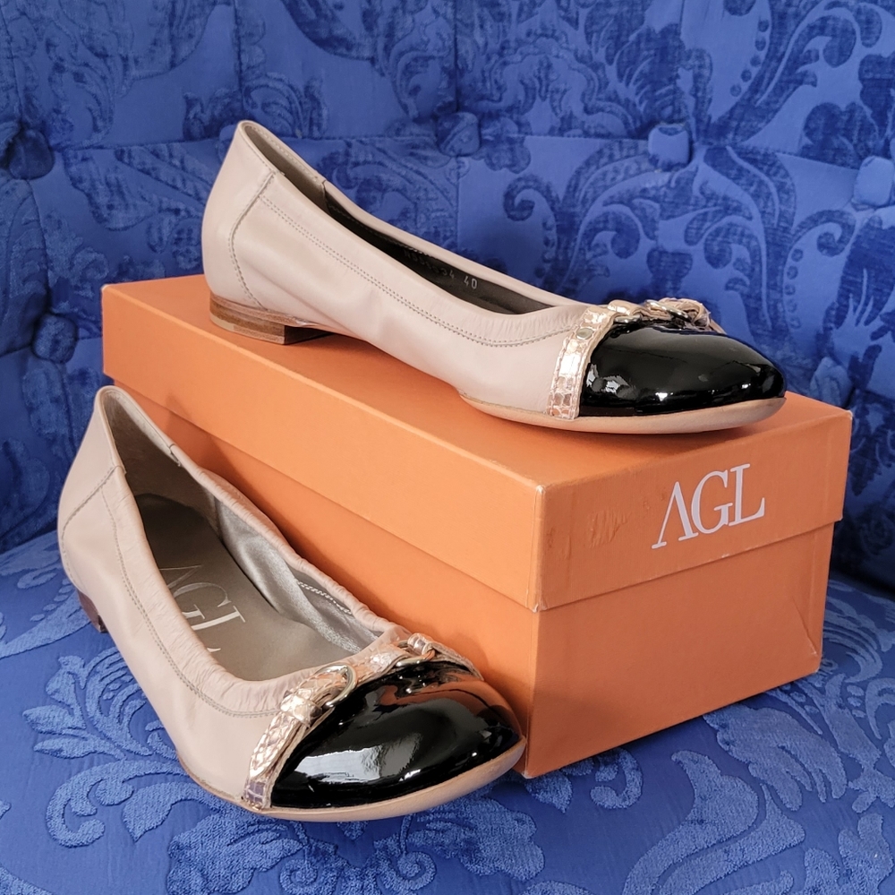 NIB AGL Attilio Giusti Cap Toe Ballet Flat Sz 10 Rose/Mauve Color